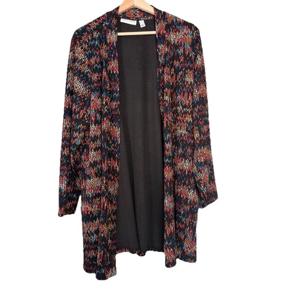 Susan Graver XLP Petite Liquid Knit Open Front Cardigan Duster Office Career - Picture 1 of 12